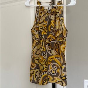 Banana Republic Yellow and Grey Paisley Halter Top